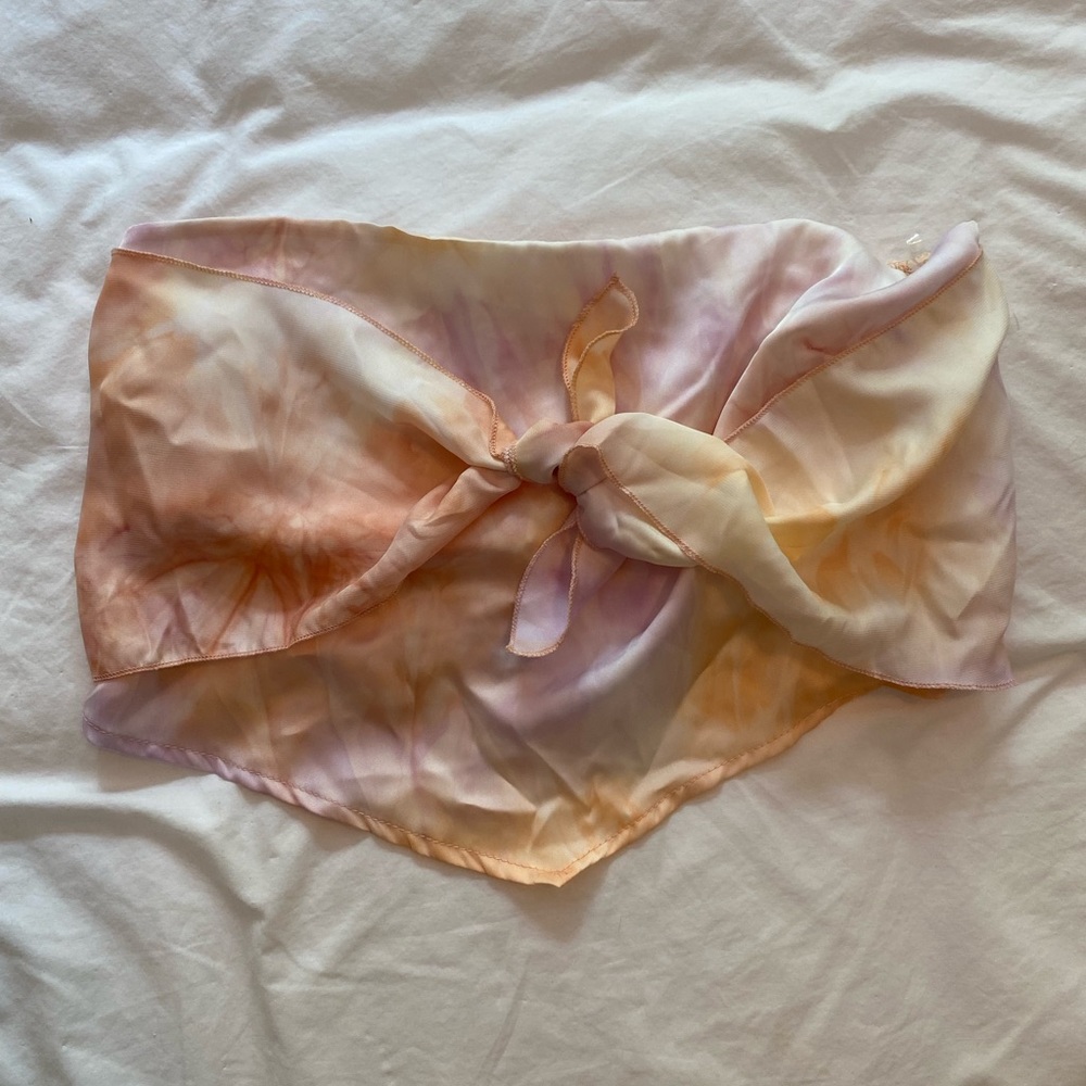 Tie-dye satin tube top
